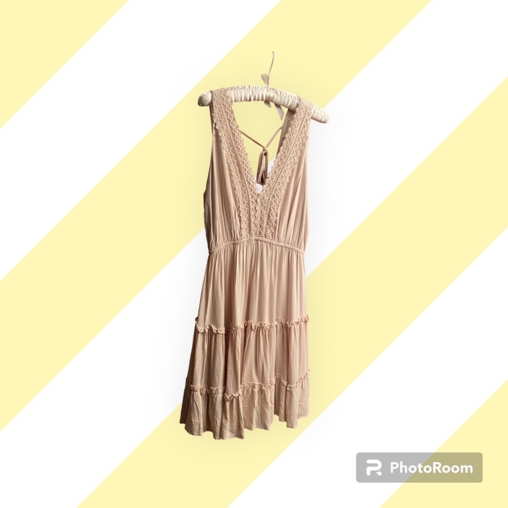 Women’s Ocean Drive Dress/Beach Cover-up Size L, light tan, Sleeveless Bohemian